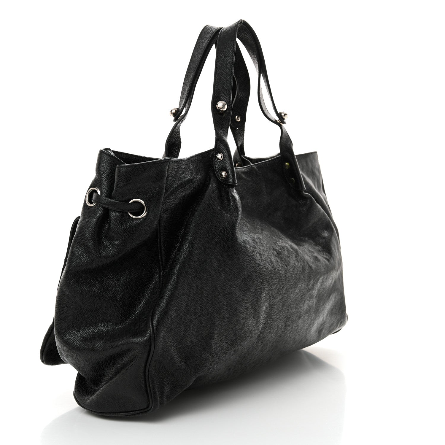 Glazed Caviar Reissue Double Pocket In The City Tote Black
