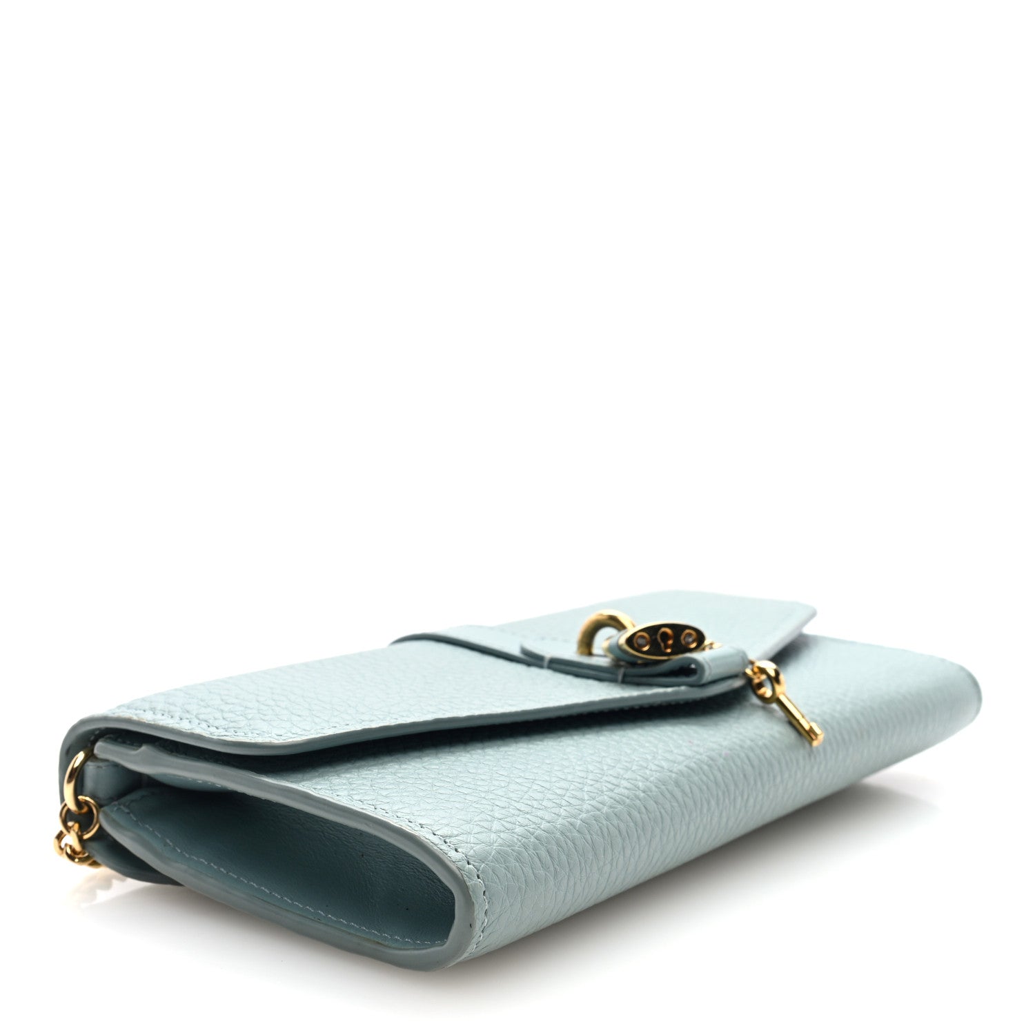 Grained Calfskin Aby Chain Wallet Faded Blue