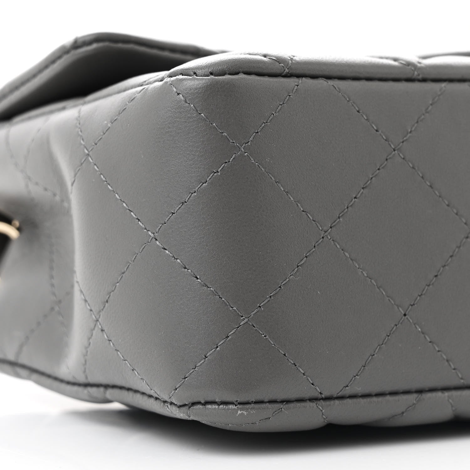 Lambskin Quilted Mini Rectangular Flap Dark Grey