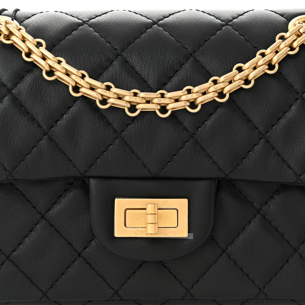 Aged Calfskin Quilted 2.55 Reissue Mini Flap Black