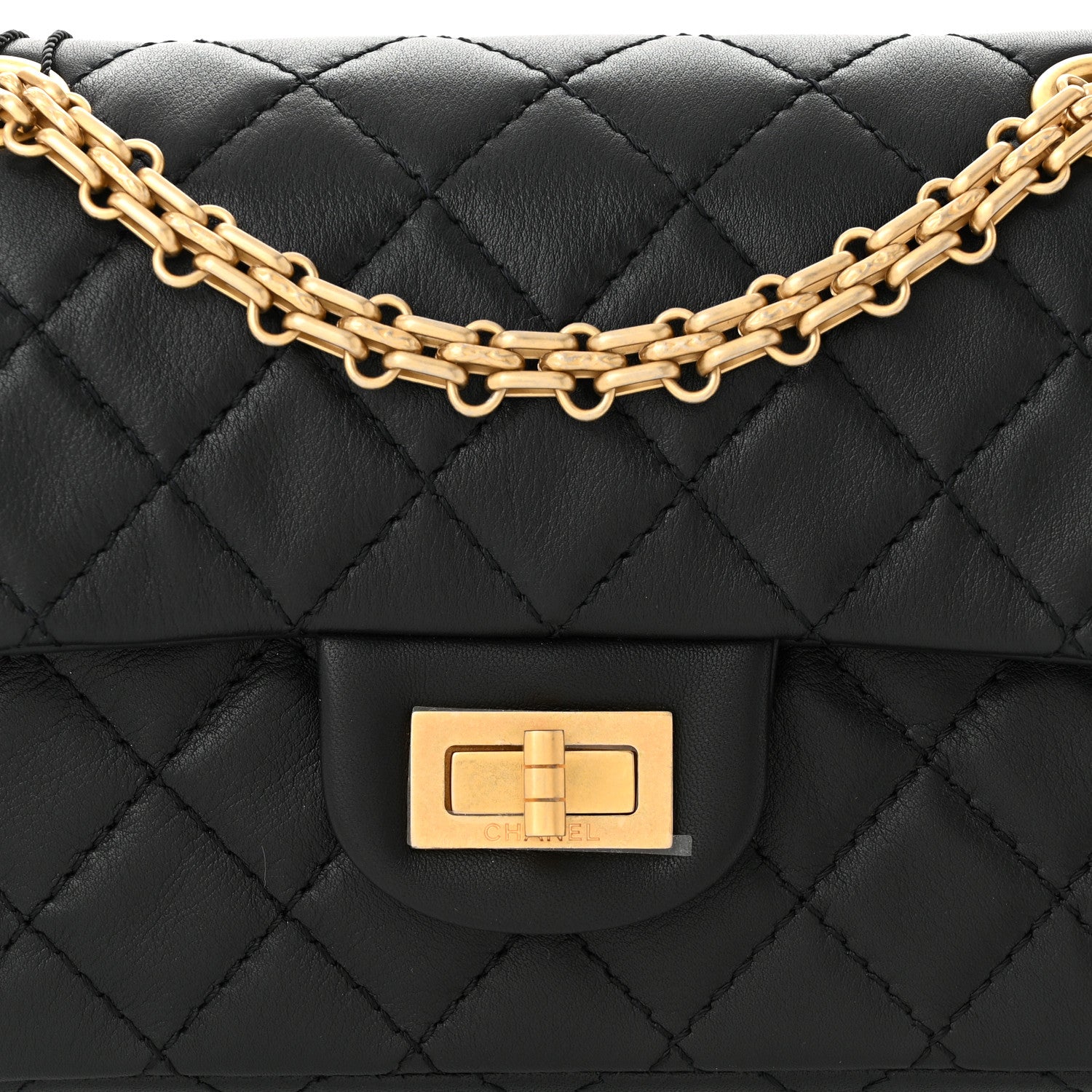 Aged Calfskin Quilted 2.55 Reissue Mini Flap Black