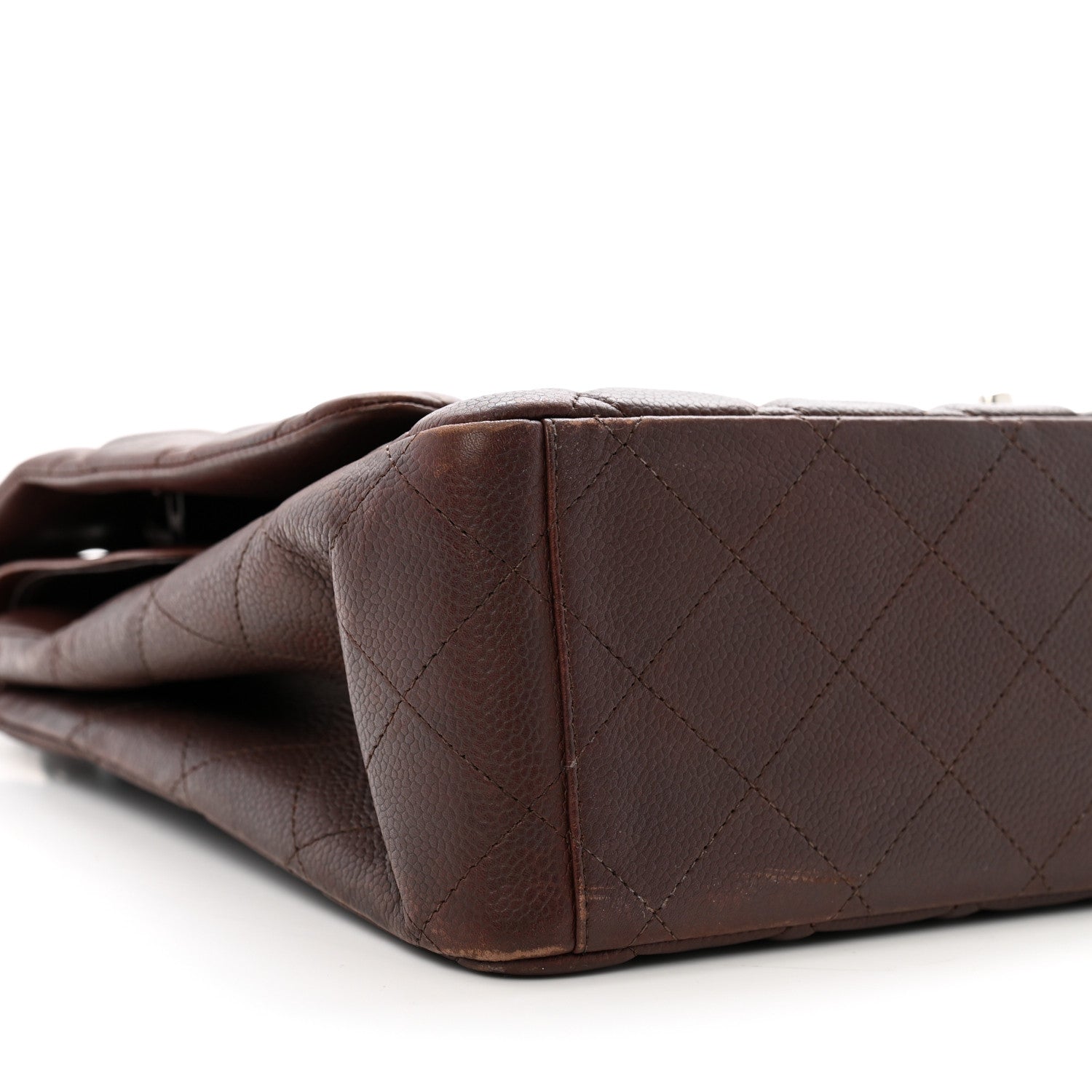 Caviar Quilted Maxi Double Flap Brown