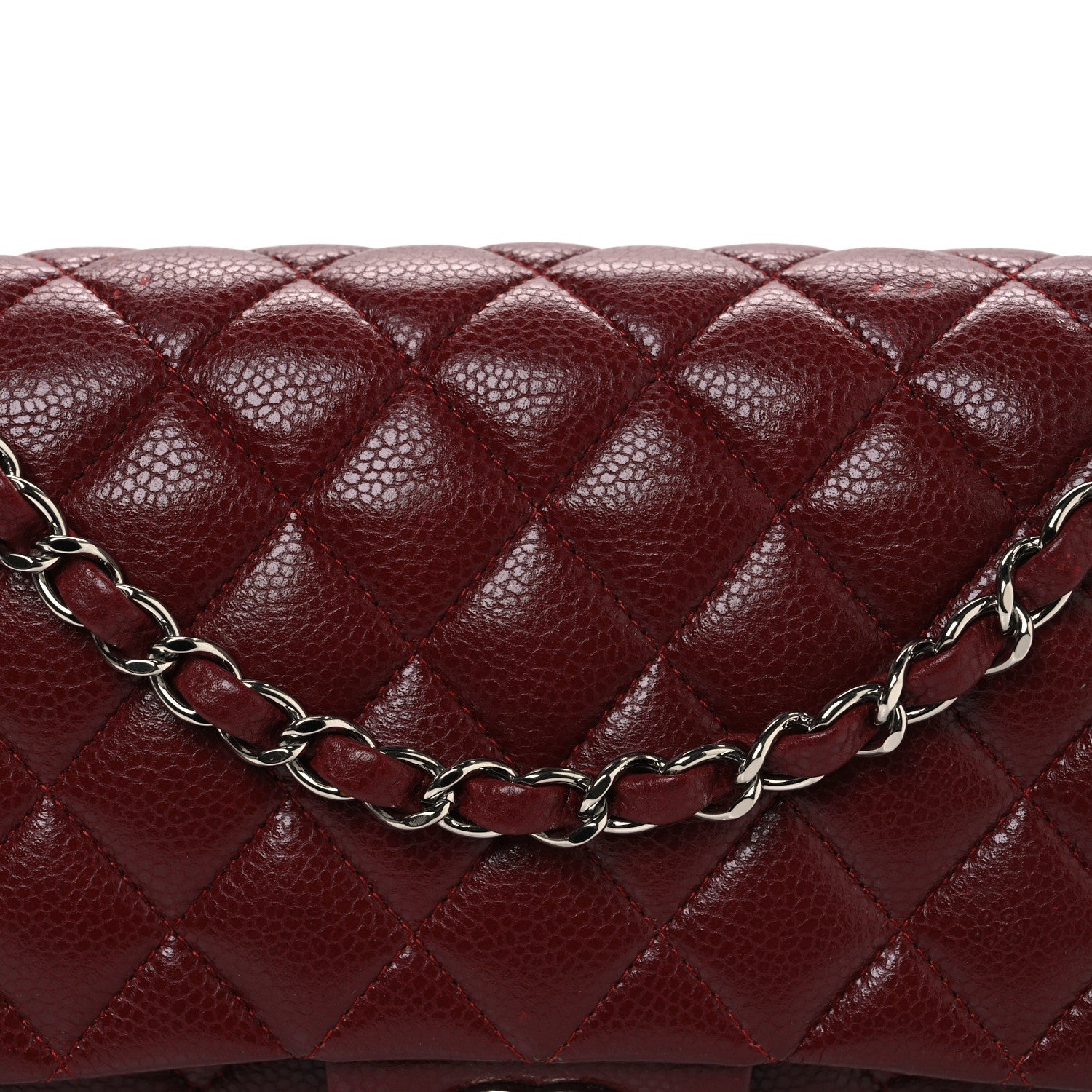 Caviar Quilted Medium Double Flap Burgundy