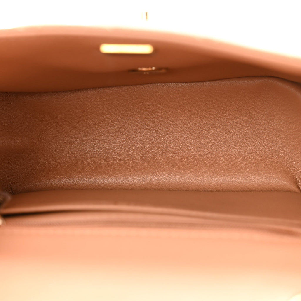 Lambskin Quilted Mini Square Flap Brown
