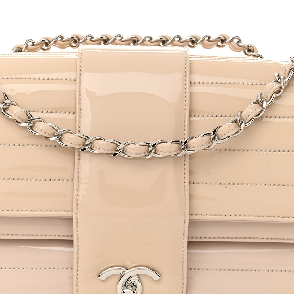 Patent Horizontal Quilted Jumbo Single Flap Pink