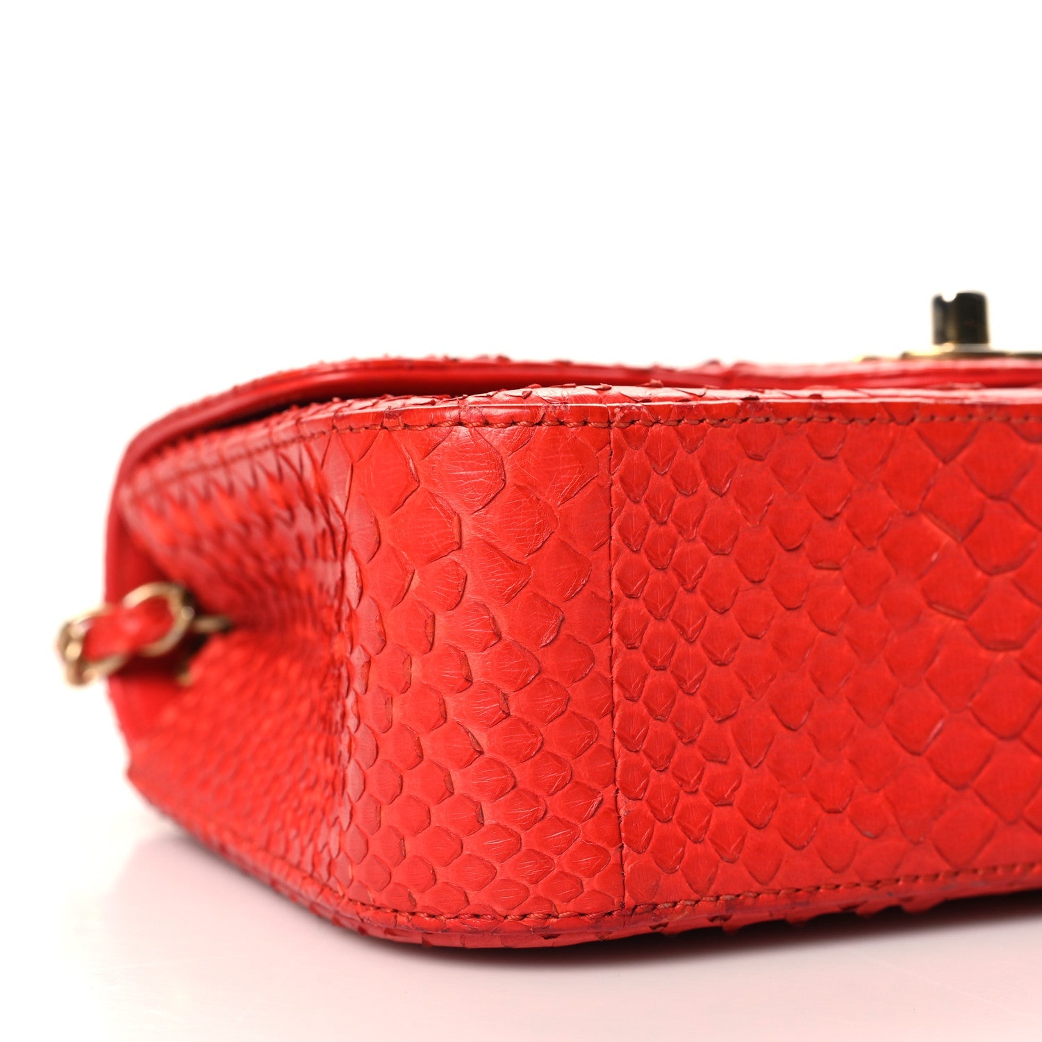 Snakeskin Mini Rectangular Flap Red