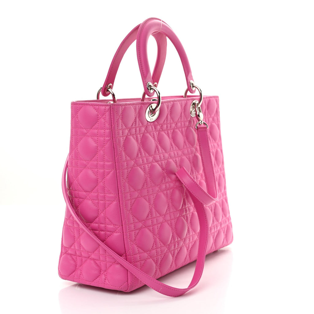 Lambskin Cannage Large Lady Dior Fuchsia