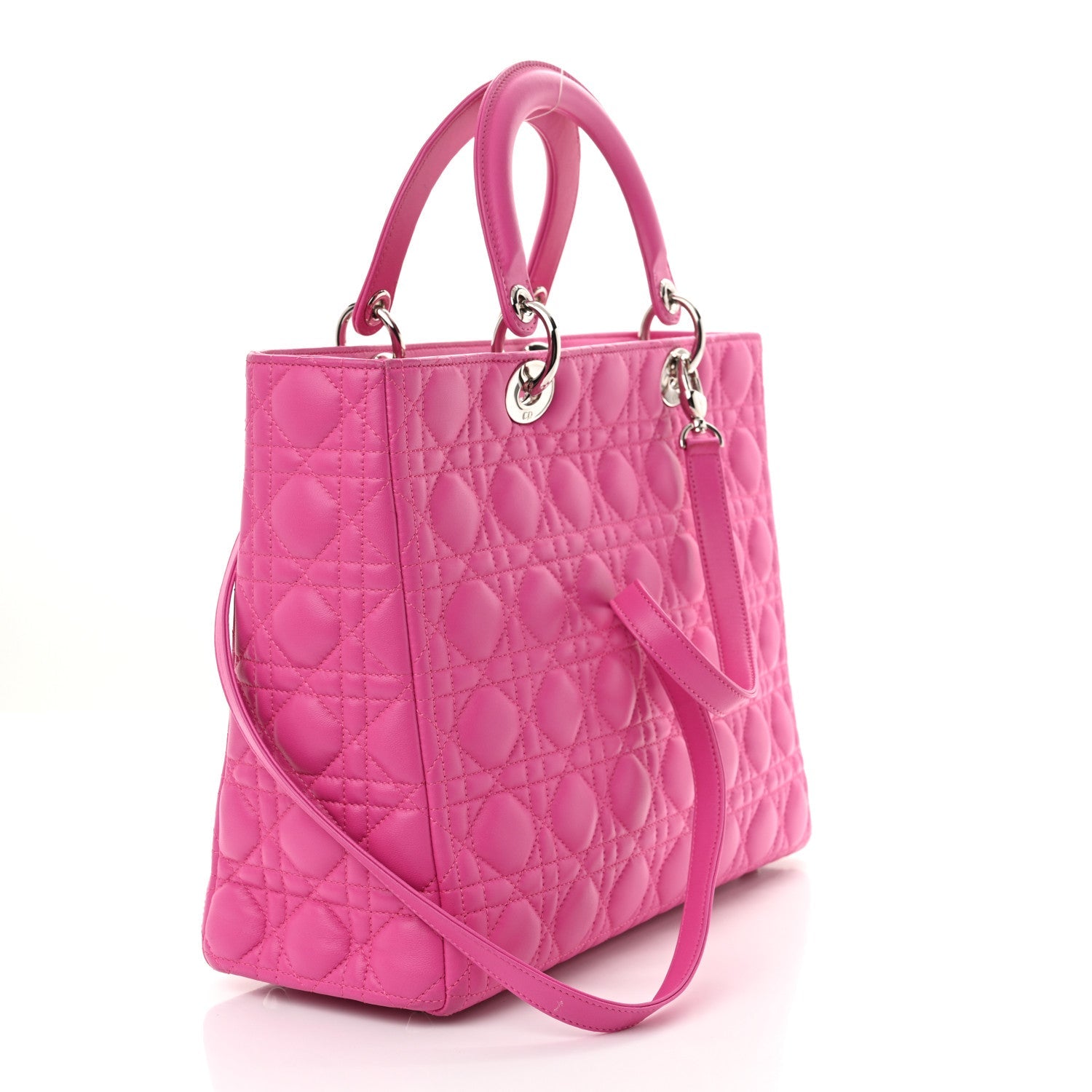 Lambskin Cannage Large Lady Dior Fuchsia