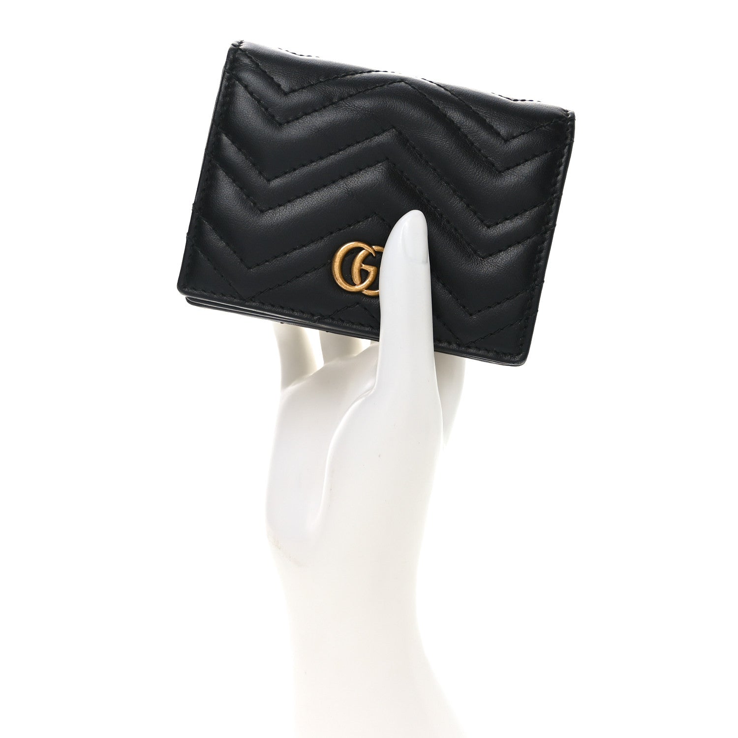 Calfskin Matelasse GG Marmont  Case Wallet Black