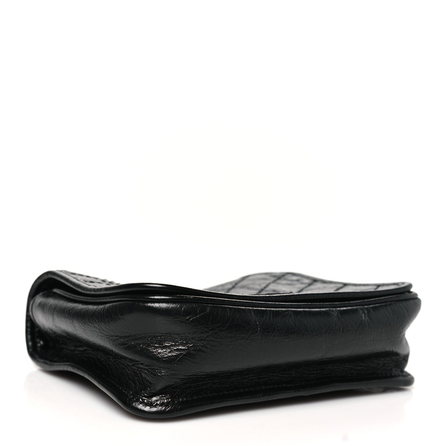 Crinkled Calfskin Matelasse Monogram Niki Chain Satchel Black