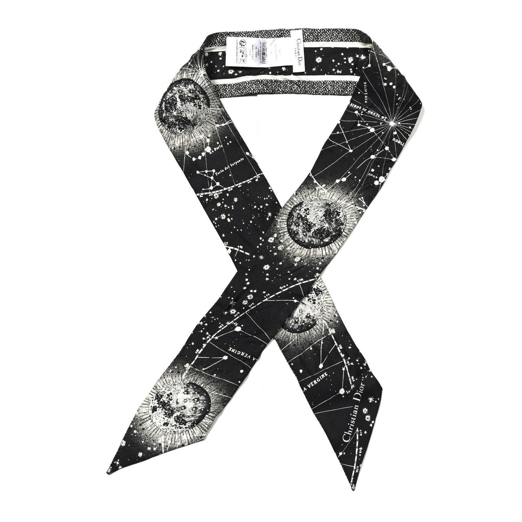Silk Zodiac Aries Mitzah Scarf Black