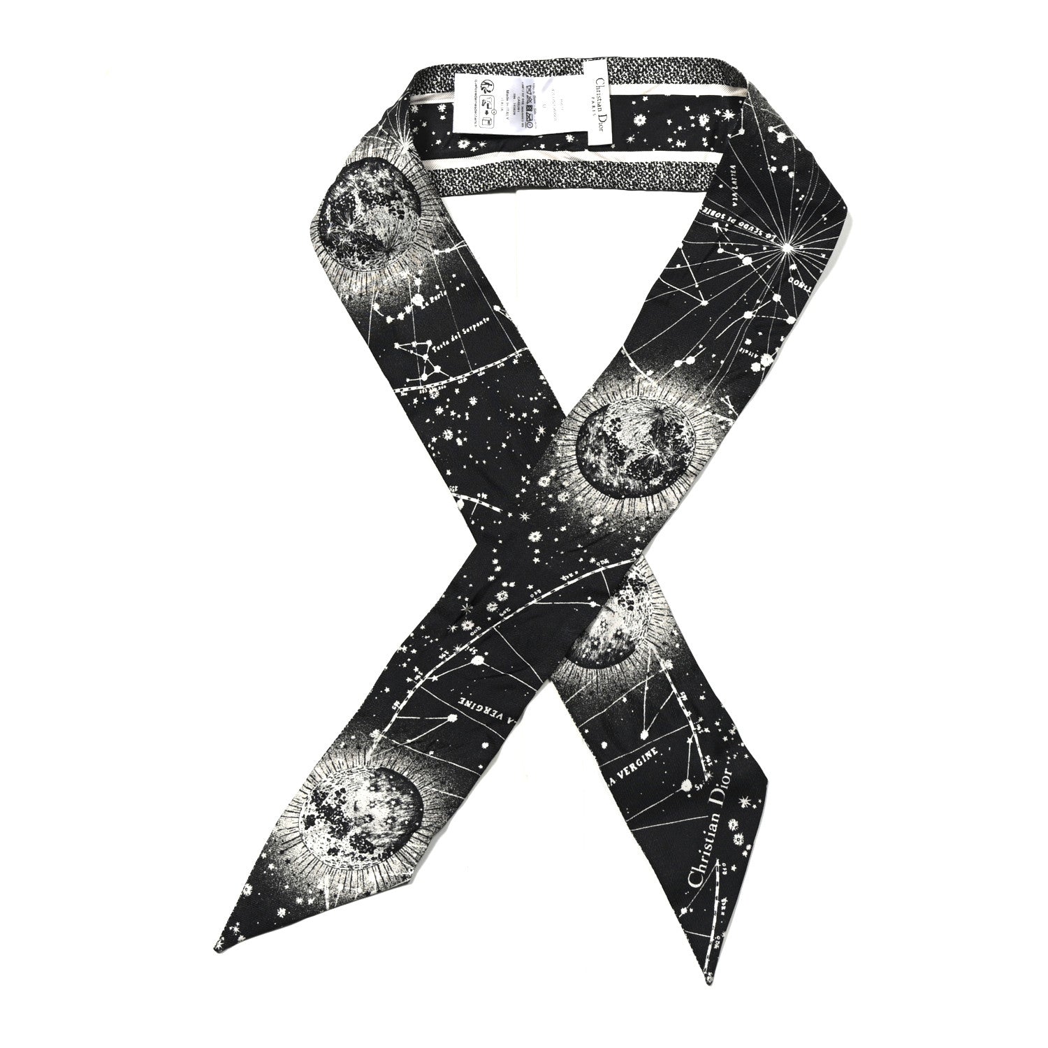 Silk Zodiac Aries Mitzah Scarf Black