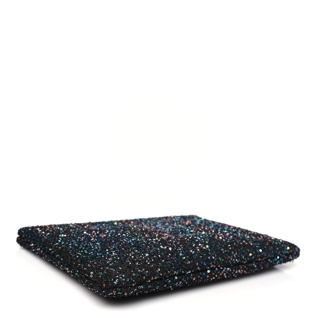 Canvas Sequin Medium Deauville Cosmetic Pouch Black