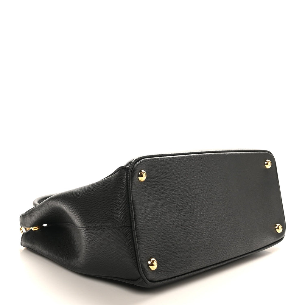 Saffiano Lux Large Galleria Double Zip Tote Black