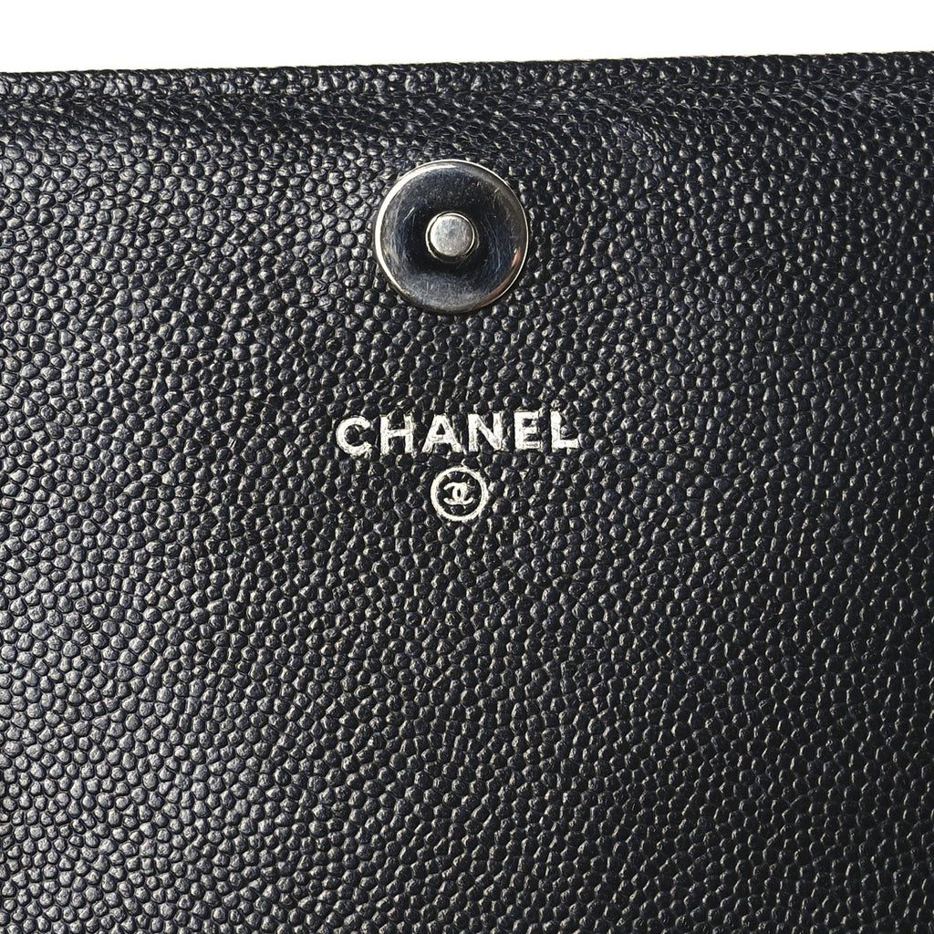 Caviar Quilted Square Wallet On Chain WOC Black