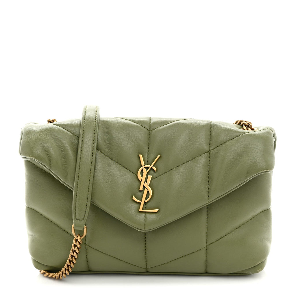 Lambskin Quilted Toy Loulou Puffer Monogram Chain Satchel Light Pistache