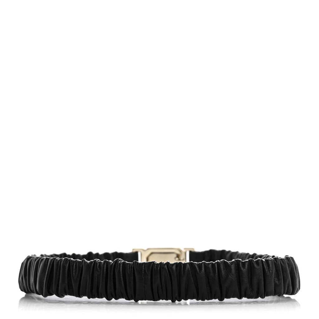 Lambskin Ruched Crystal CC Belt 75 30 Black
