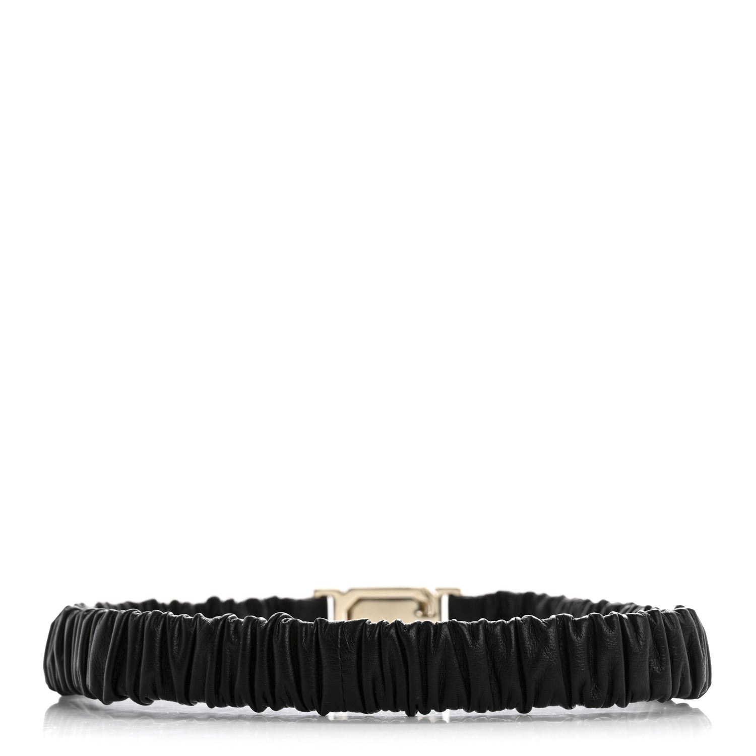 Lambskin Ruched Crystal CC Belt 75 30 Black