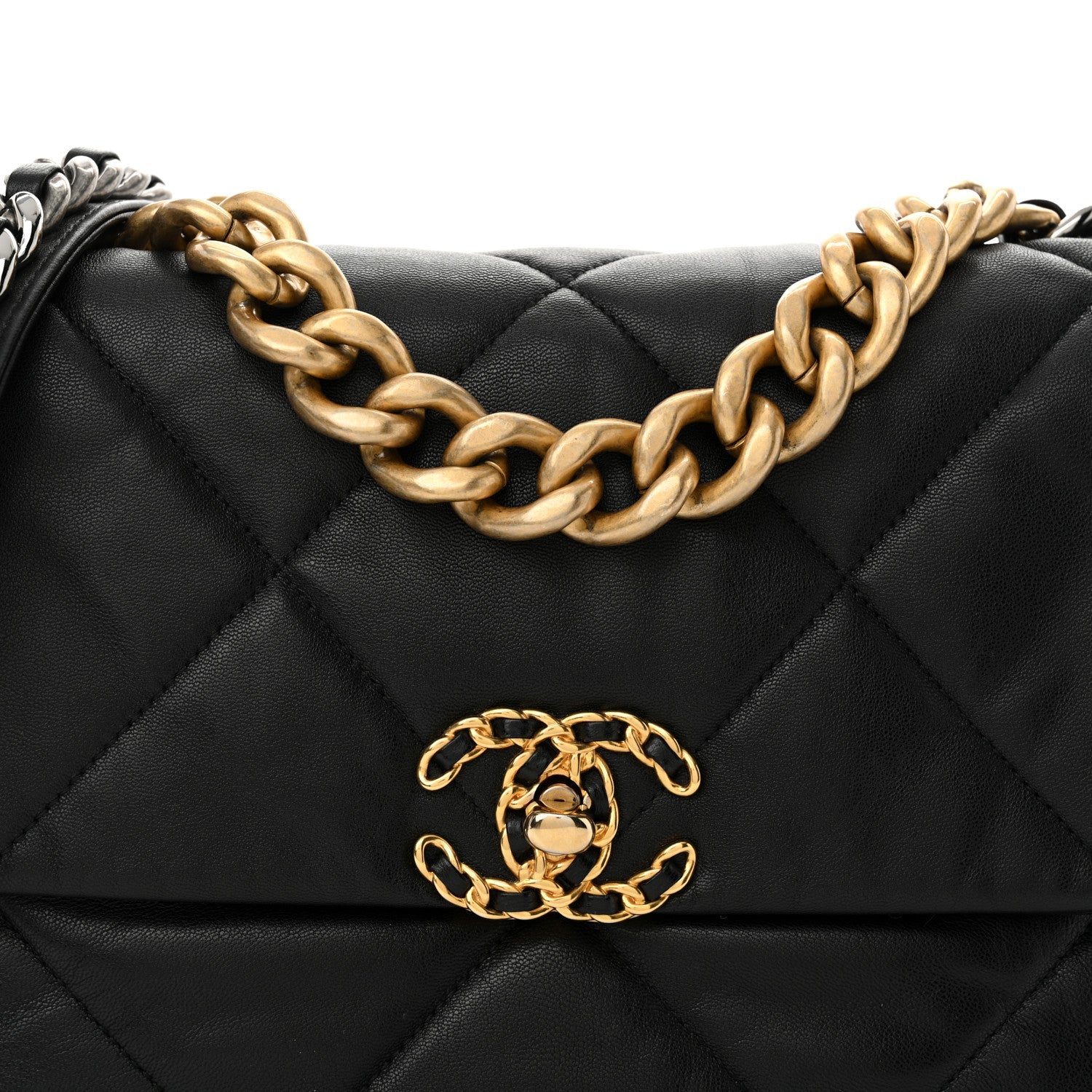 Goatskin Quilted Large Chanel 19 Flap Black