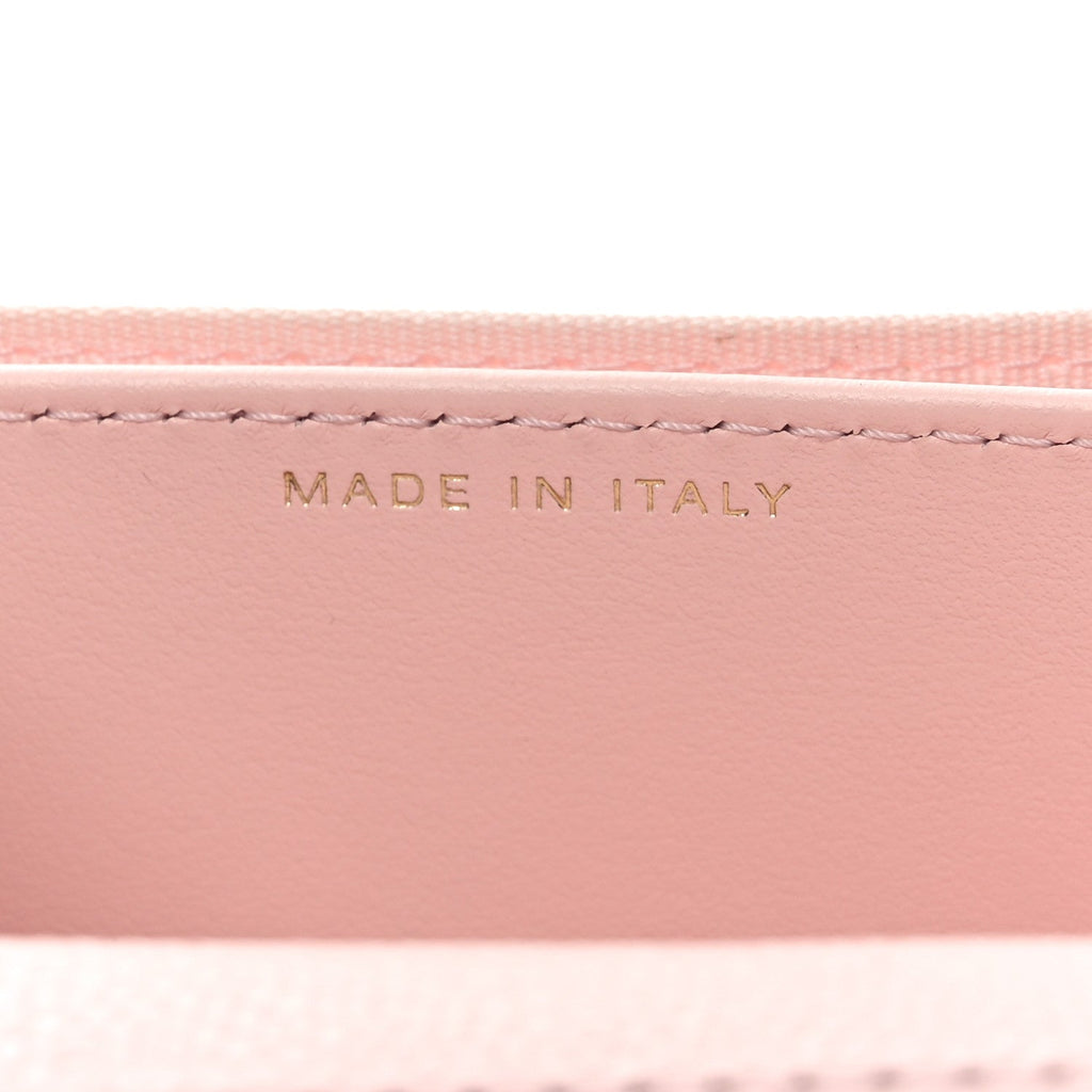 Caviar Quilted Flap  Holder On Chain Pink