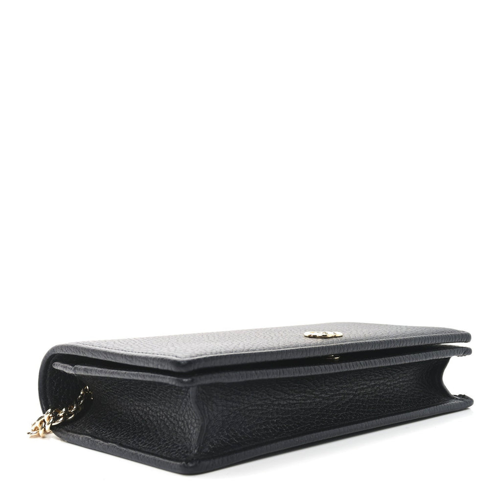 Calfskin Mini GG Marmont Chain Wallet Black