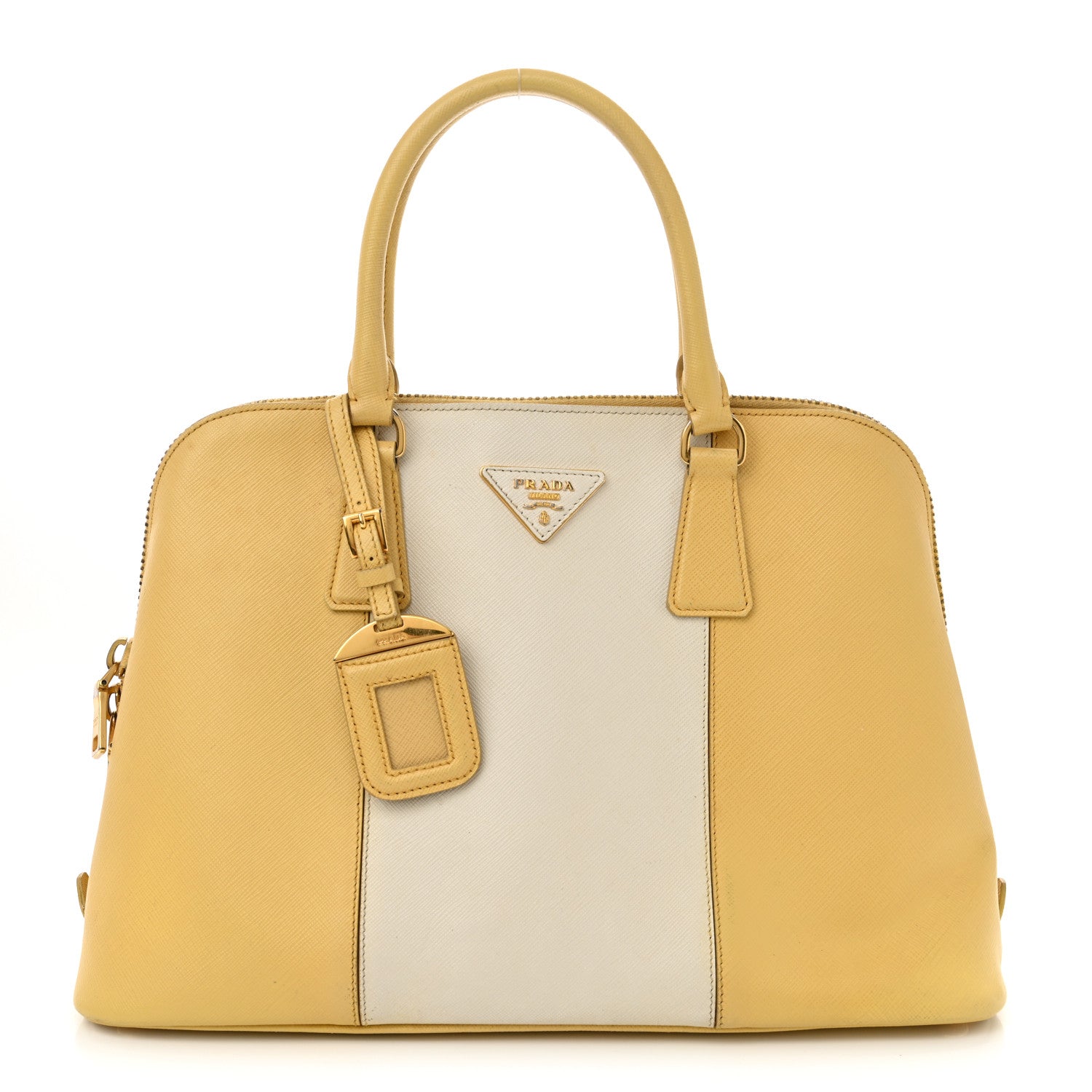 Saffiano Lux Bi-Color Promenade Tote Ginestra White