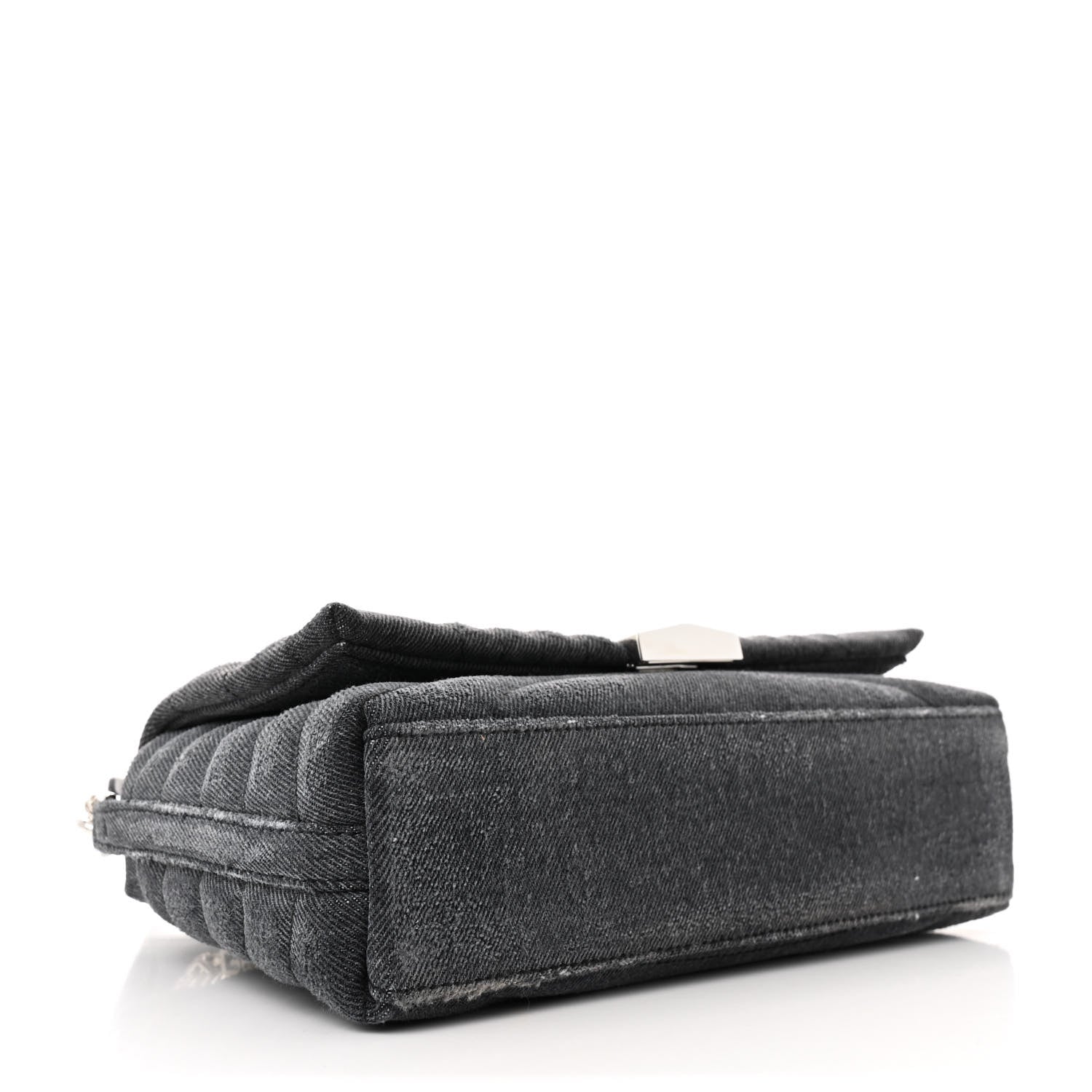 Distressed Denim Quilted Small 4G Shoulder Bag Black