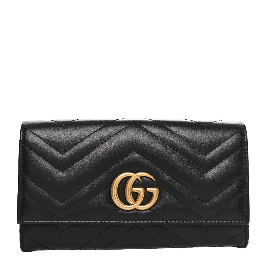 Calfskin Matelasse GG Marmont Continental Wallet Black