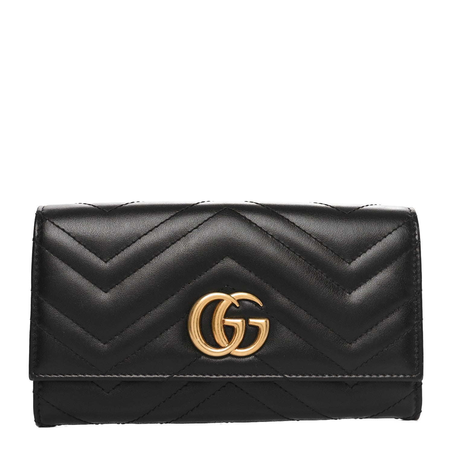 Calfskin Matelasse GG Marmont Continental Wallet Black