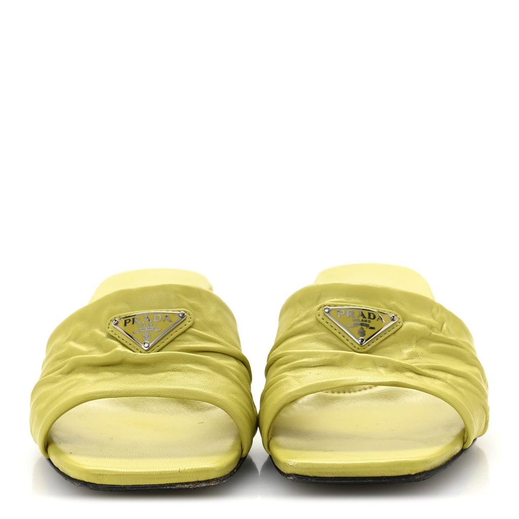 Nappa Antique Triangle Logo Mules 37.5 Cedro