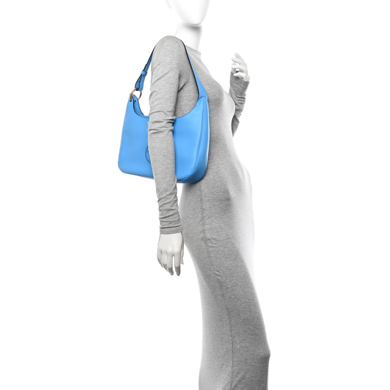 Grained Calfskin La Medusa Medium Hobo Crossbody Blue