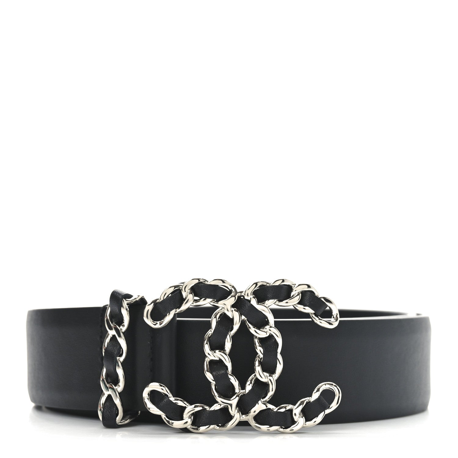 Calfskin CC Chain Belt 85 34 Black