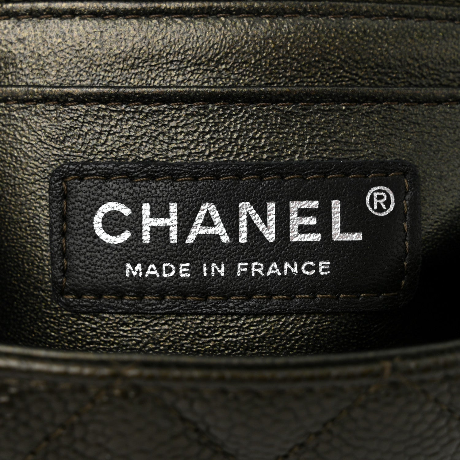 Metallic Caviar Quilted Mini Rectangular Flap Dark Grey