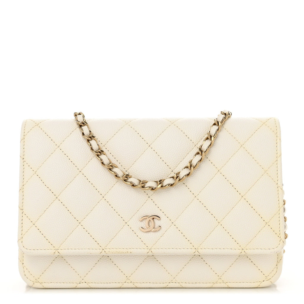 Caviar Quilted Wallet On Chain WOC White