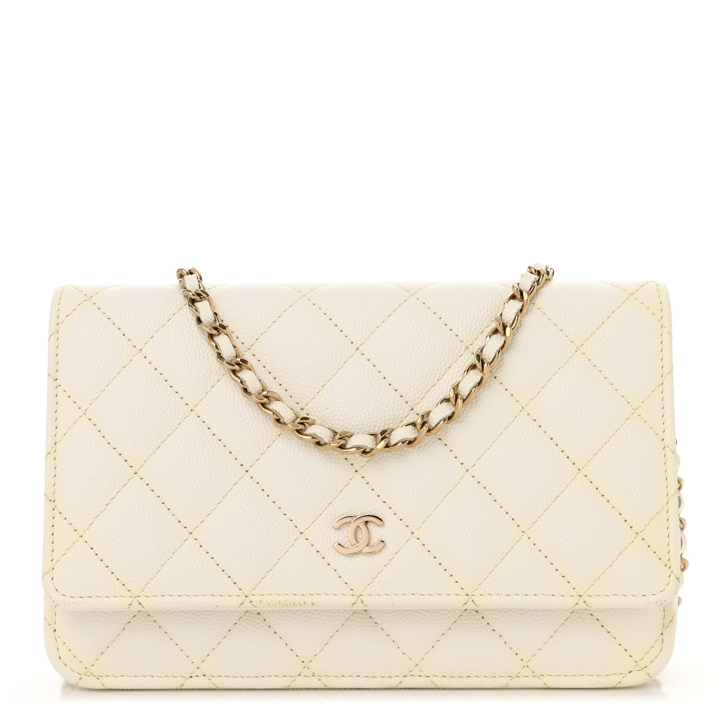 Caviar Quilted Wallet On Chain WOC White