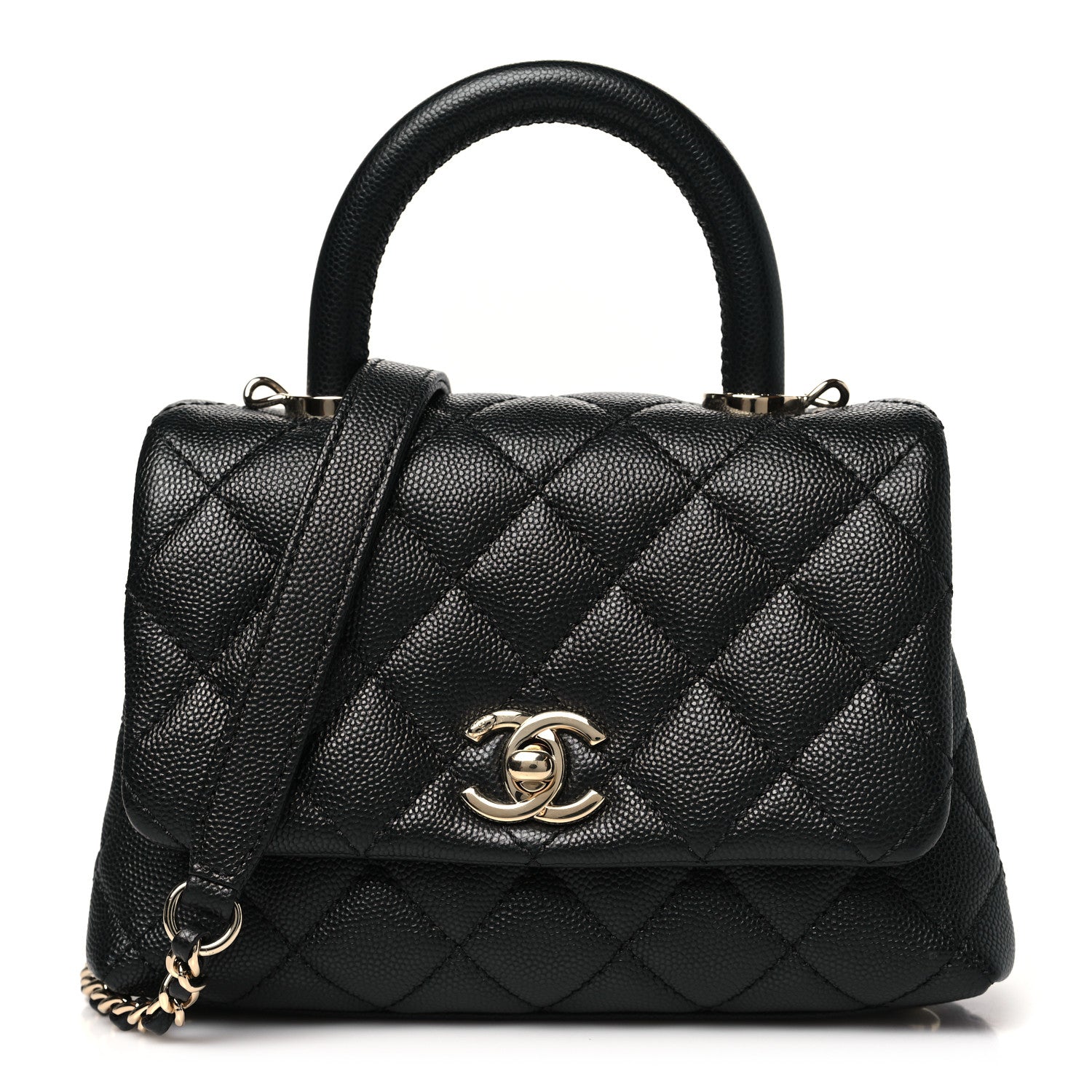 Caviar Quilted Extra Mini Coco Handle Flap Black