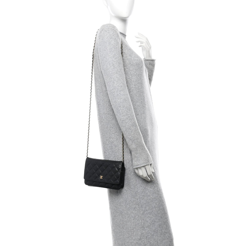 Caviar Quilted Wallet On Chain WOC Black
