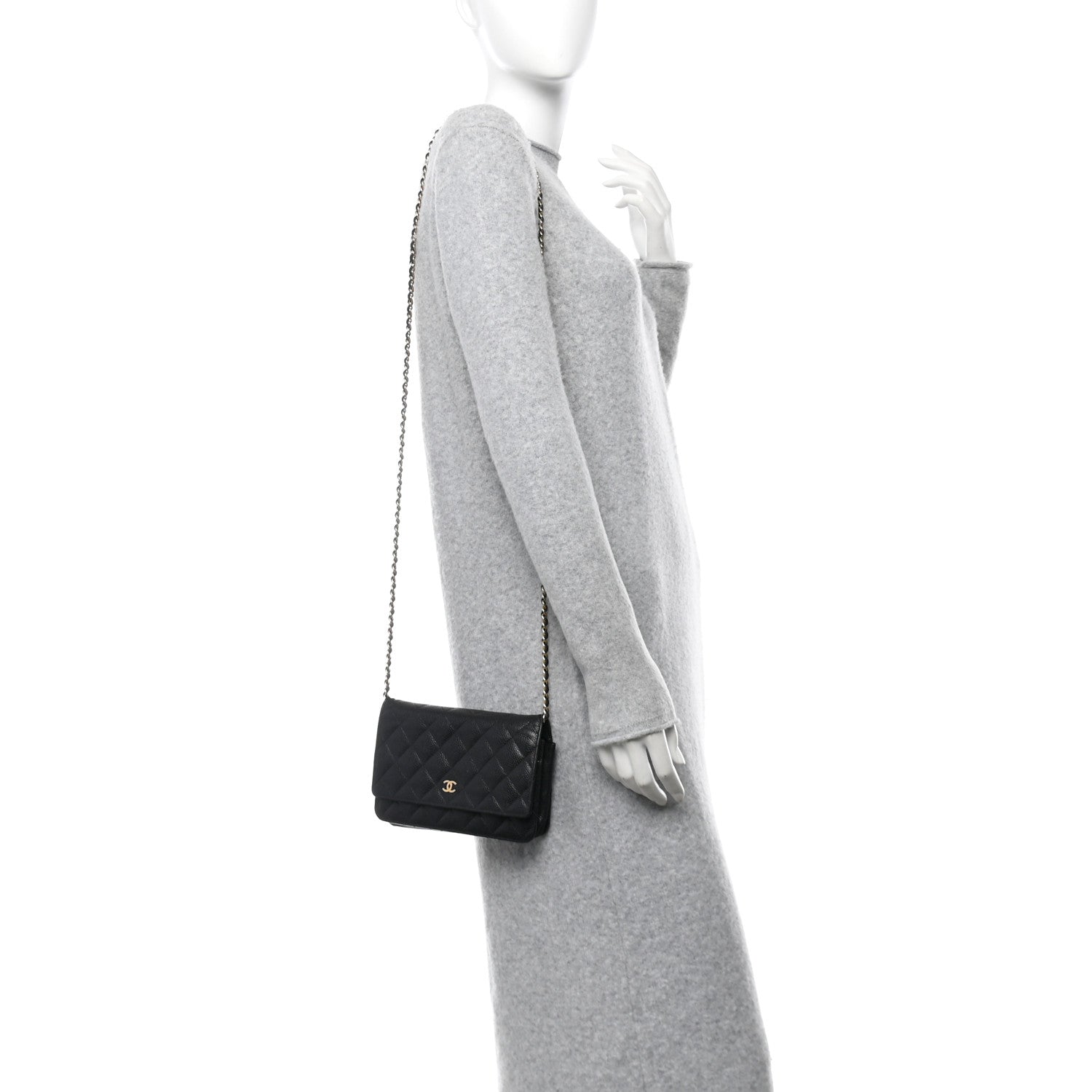 Caviar Quilted Wallet On Chain WOC Black