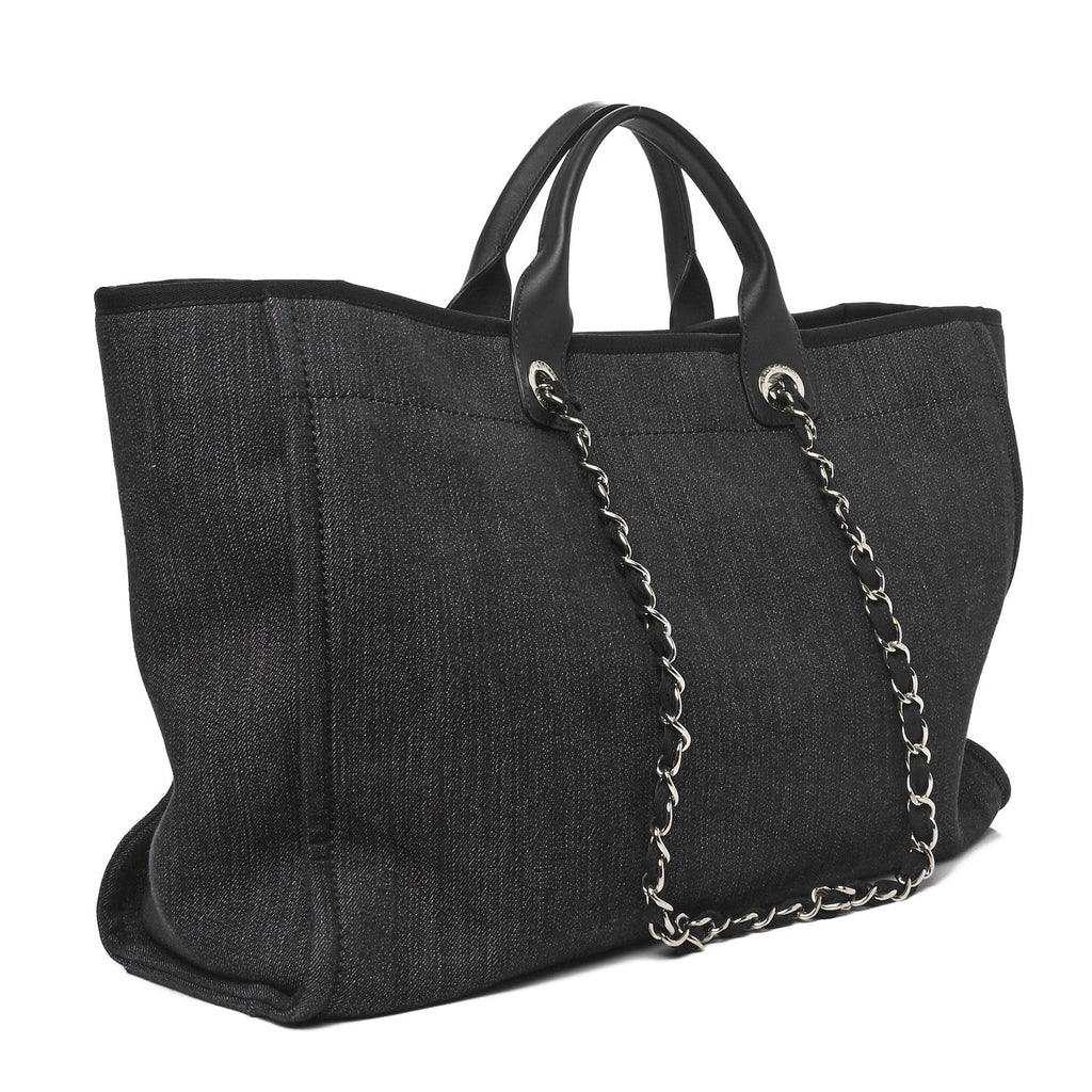 Denim Large Deauville Tote Blue Orange
