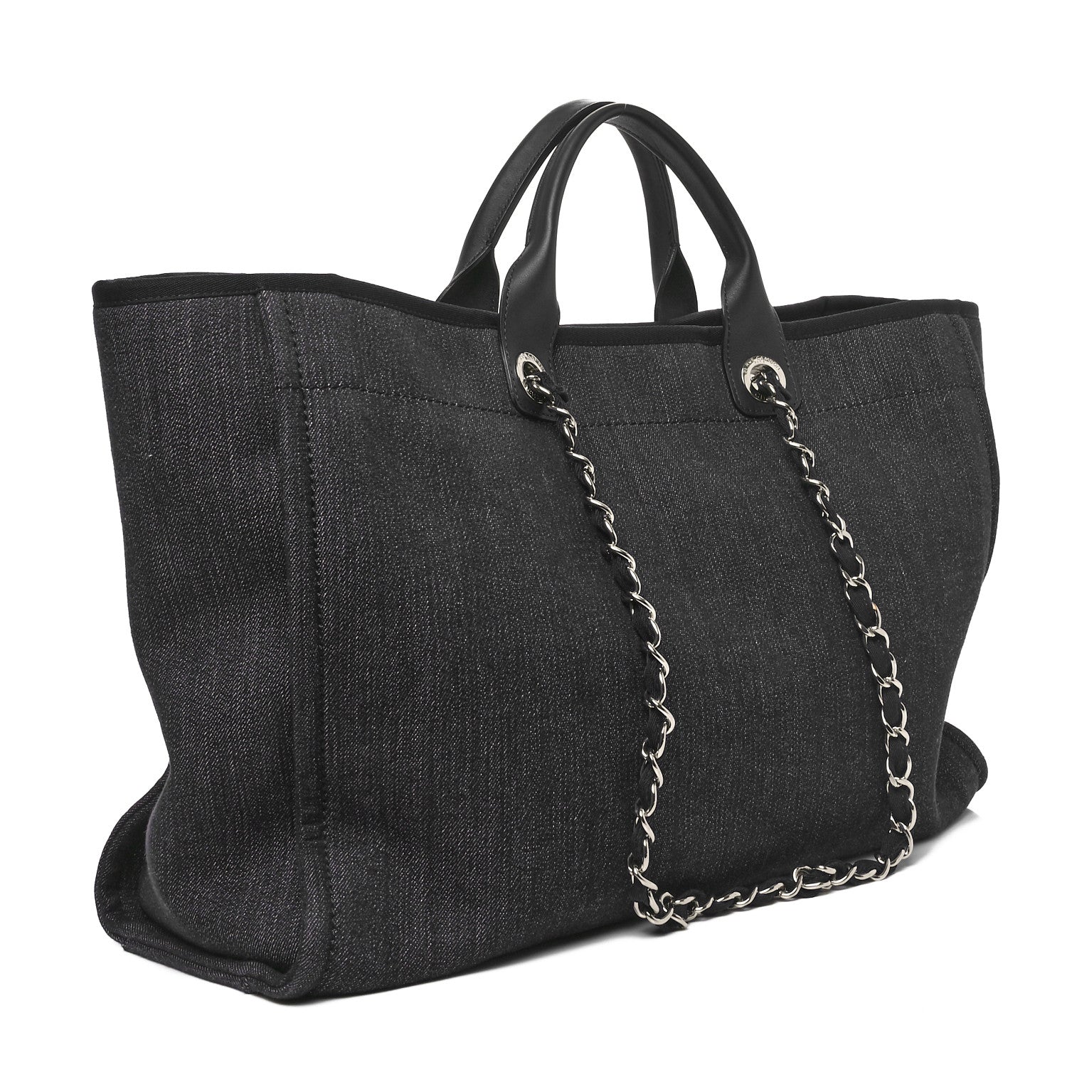Denim Large Deauville Tote Blue Orange