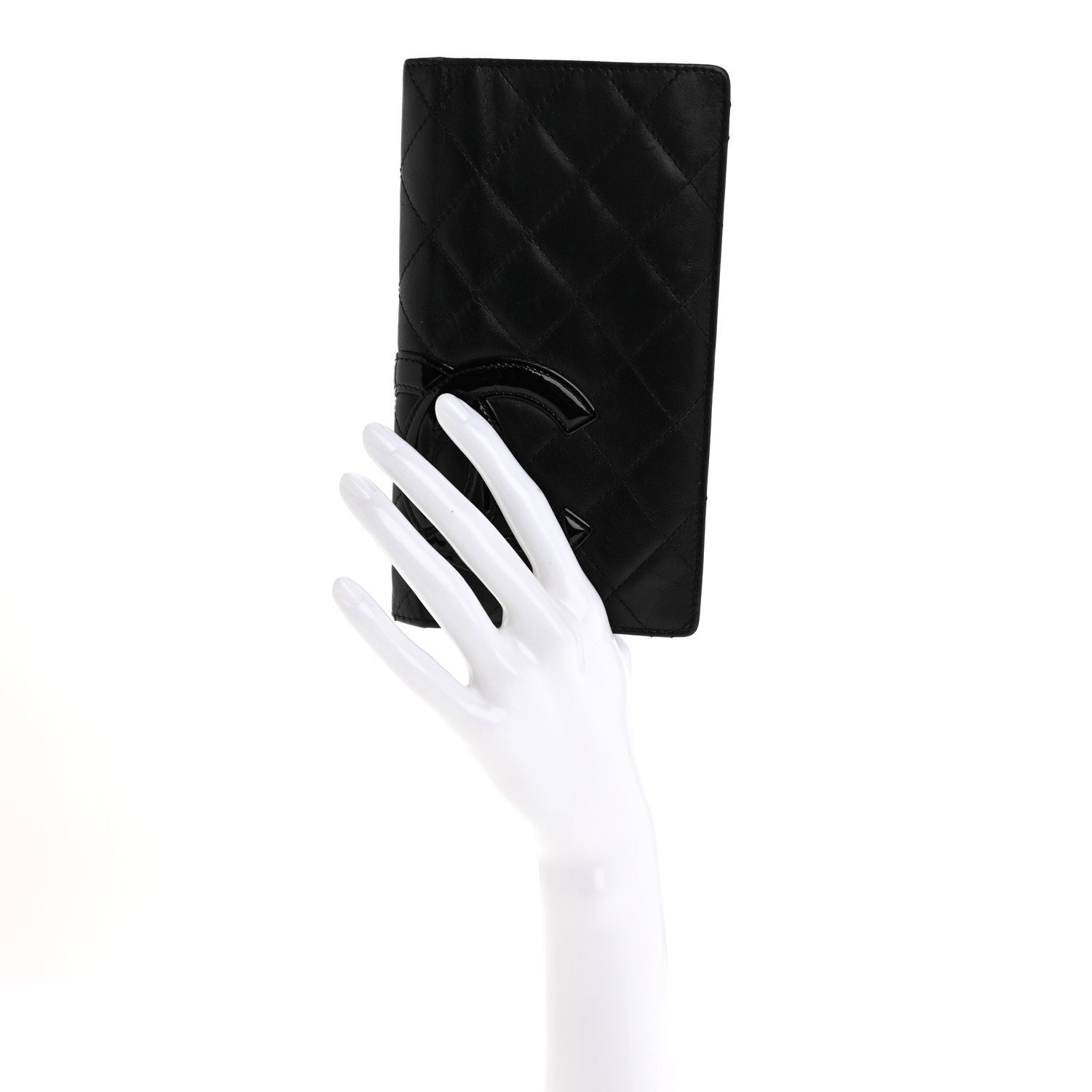 Calfskin Quilted Cambon Yen Wallet Black