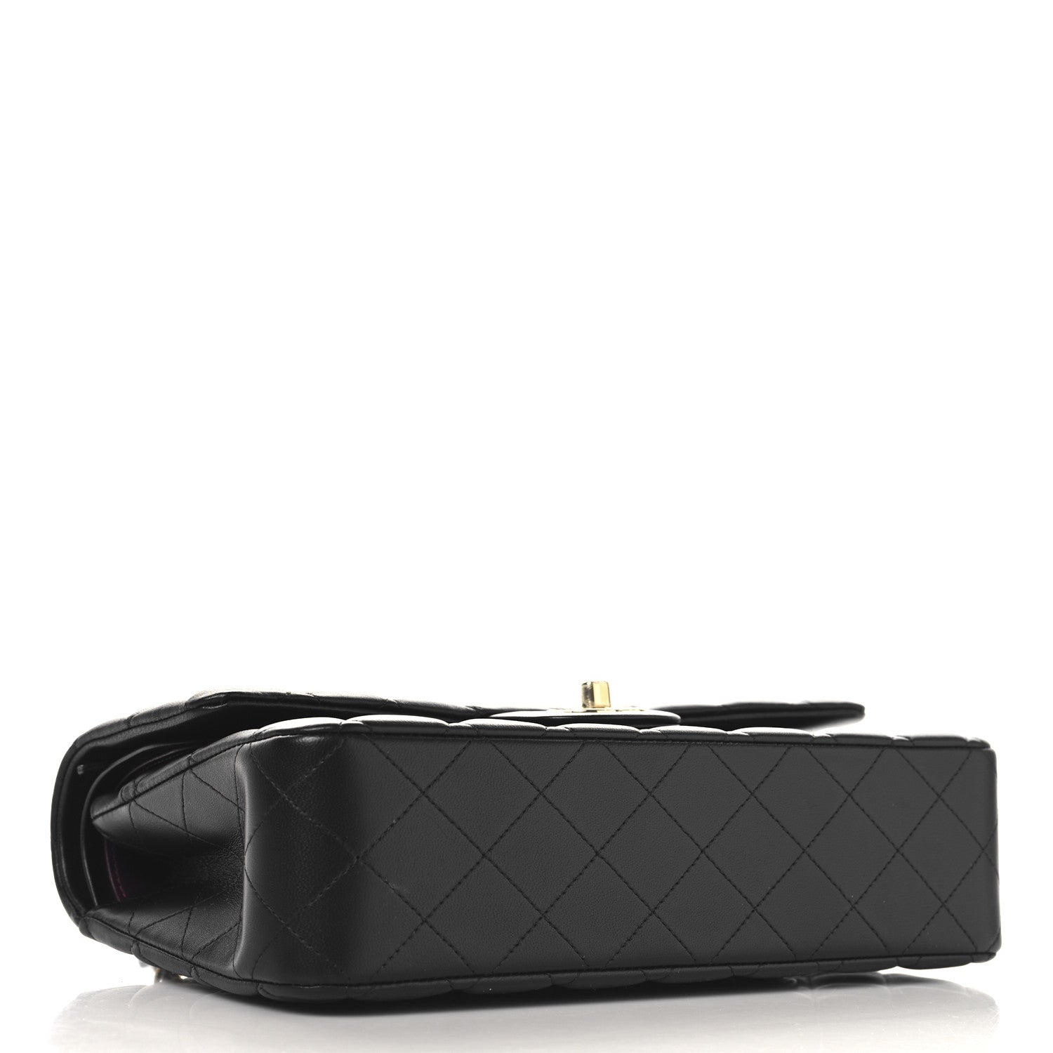 Lambskin Quilted Medium Double Flap Black