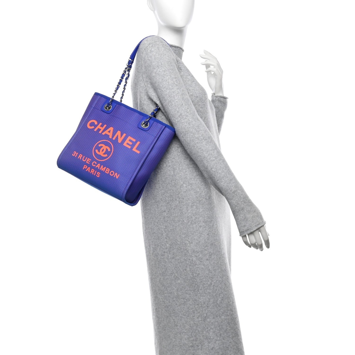 Mixed Fibers Mini Deauville Tote Blue Orange