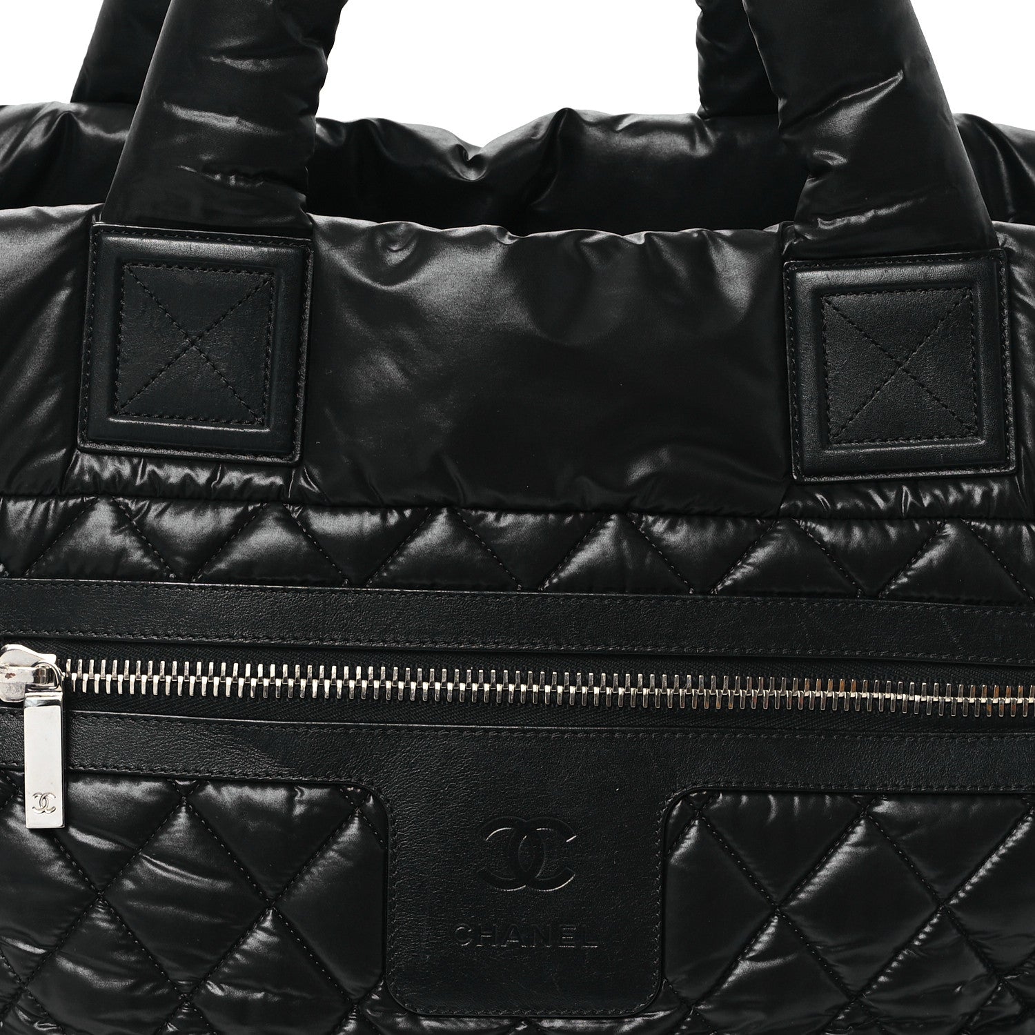 Nylon Quilted Large Coco Cocoon Tote Black