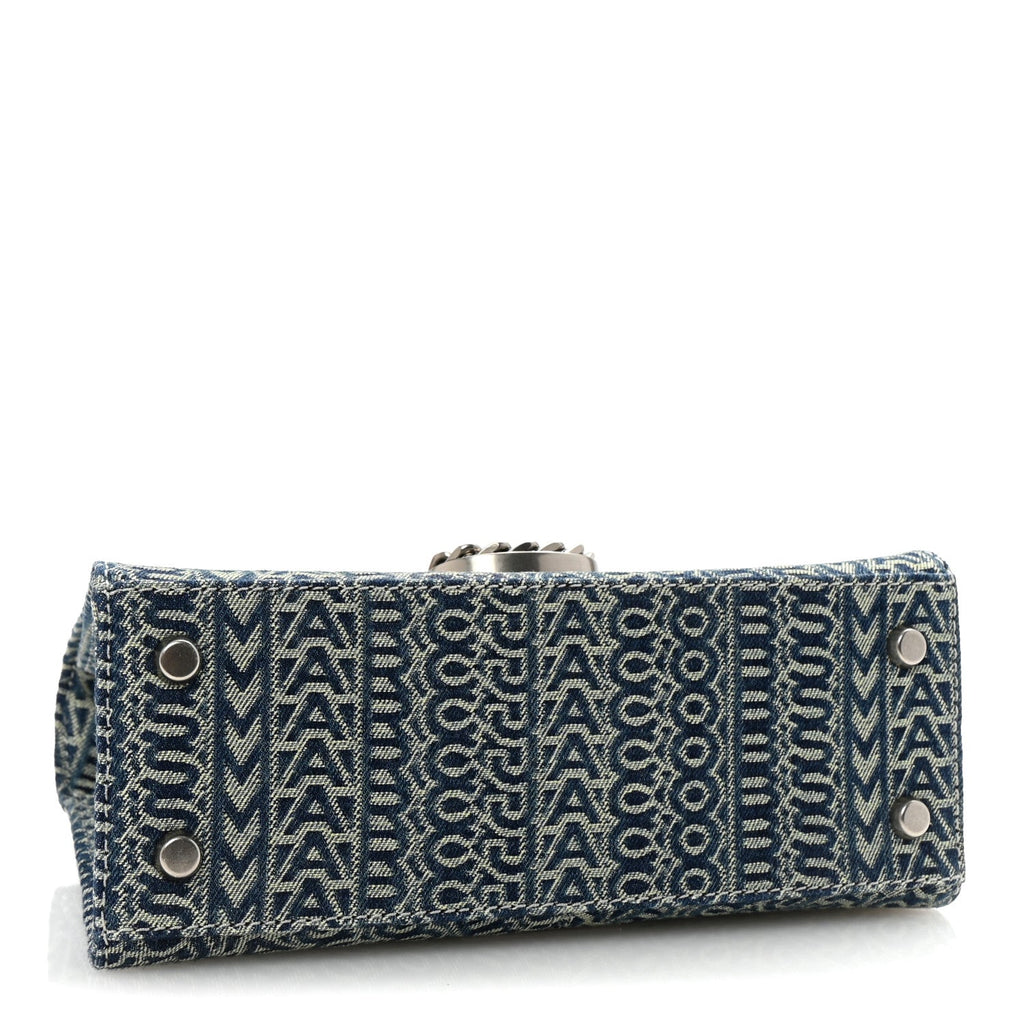 Sun Faded Denim Monogram The St Marc Mini Top Handle Bag Blue
