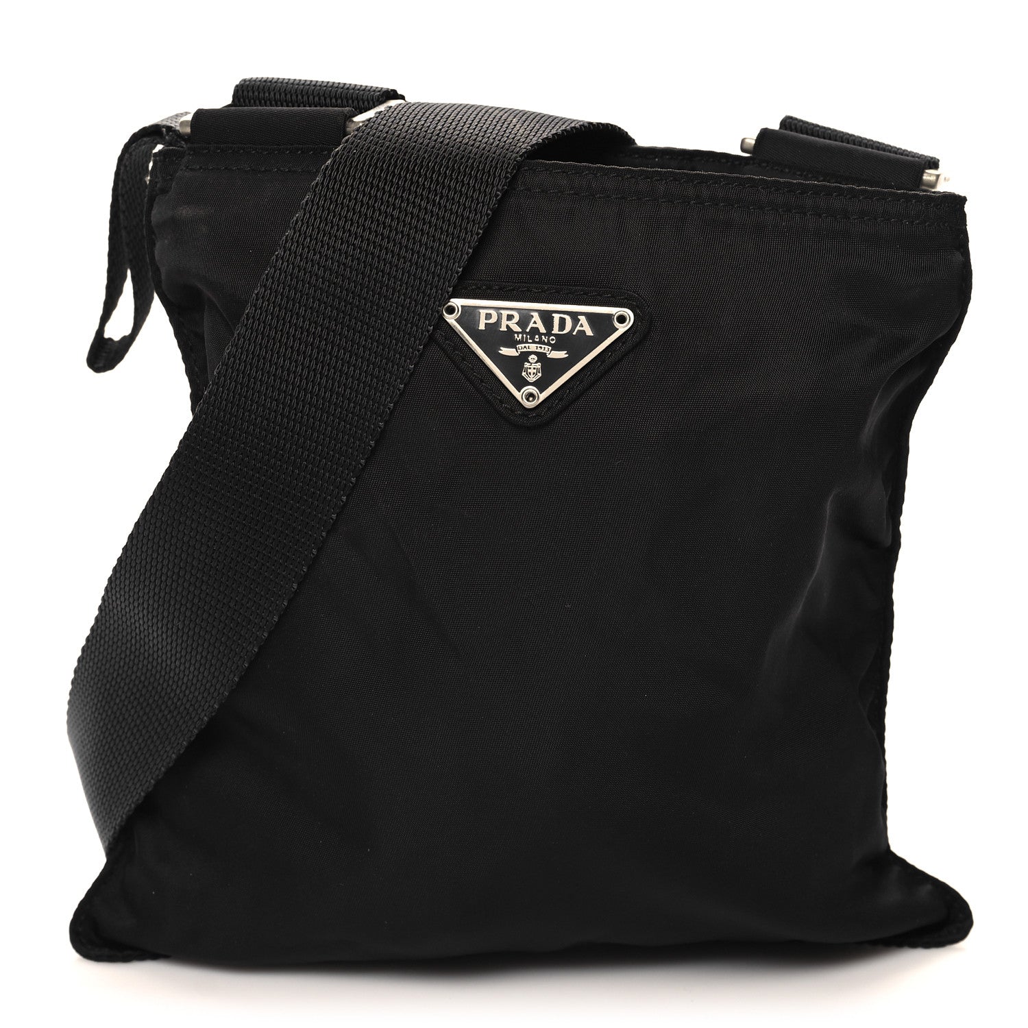 Tessuto Nylon Flat Messenger Bag Black