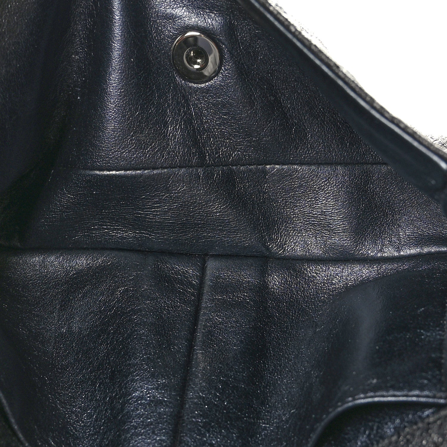 Metallic Crackled Calfskin Quilted East West Flap Navy