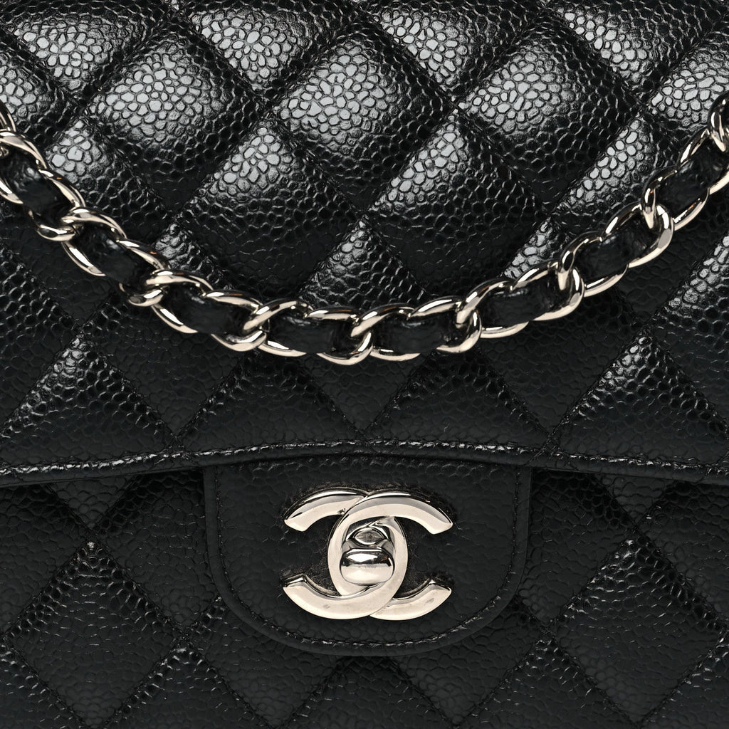 Caviar Quilted Small Double Flap Black
