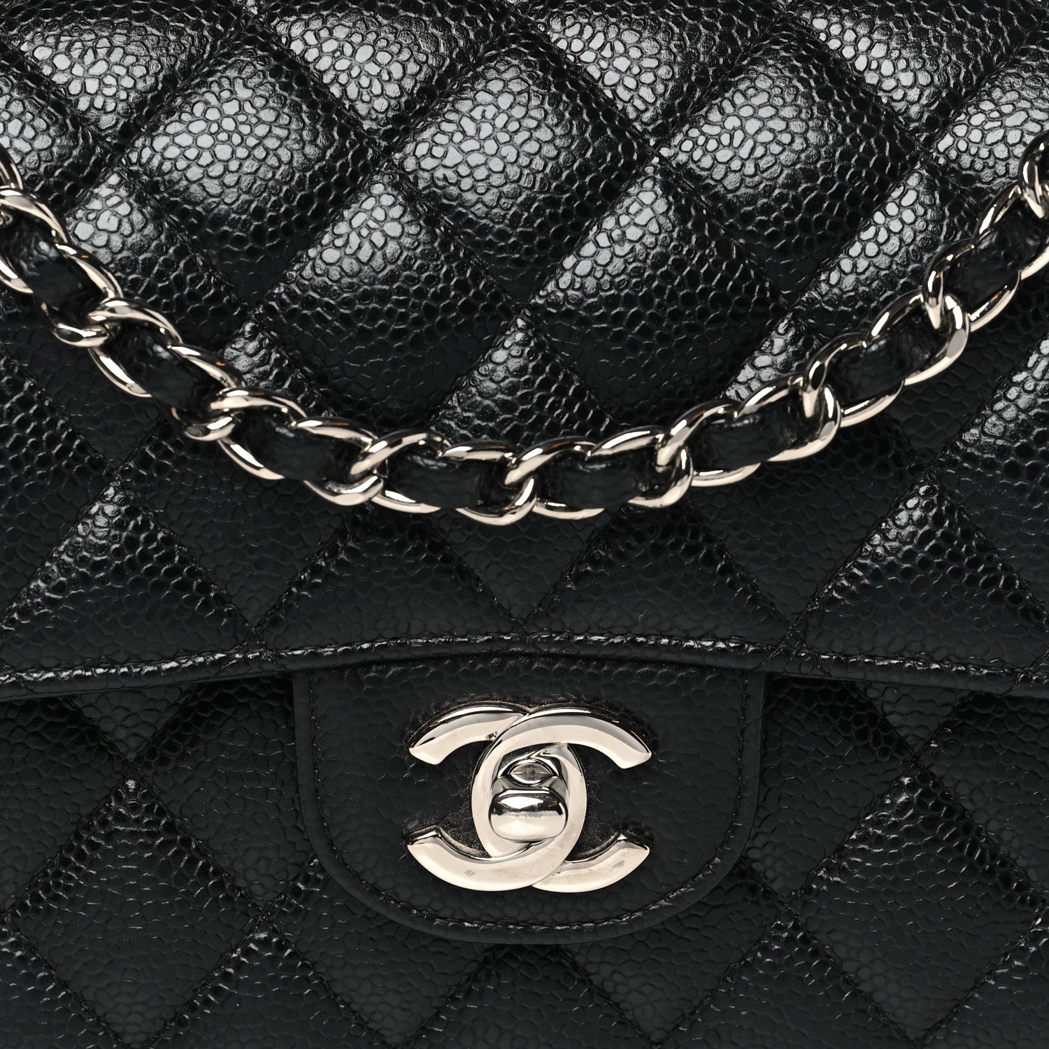 Caviar Quilted Small Double Flap Black