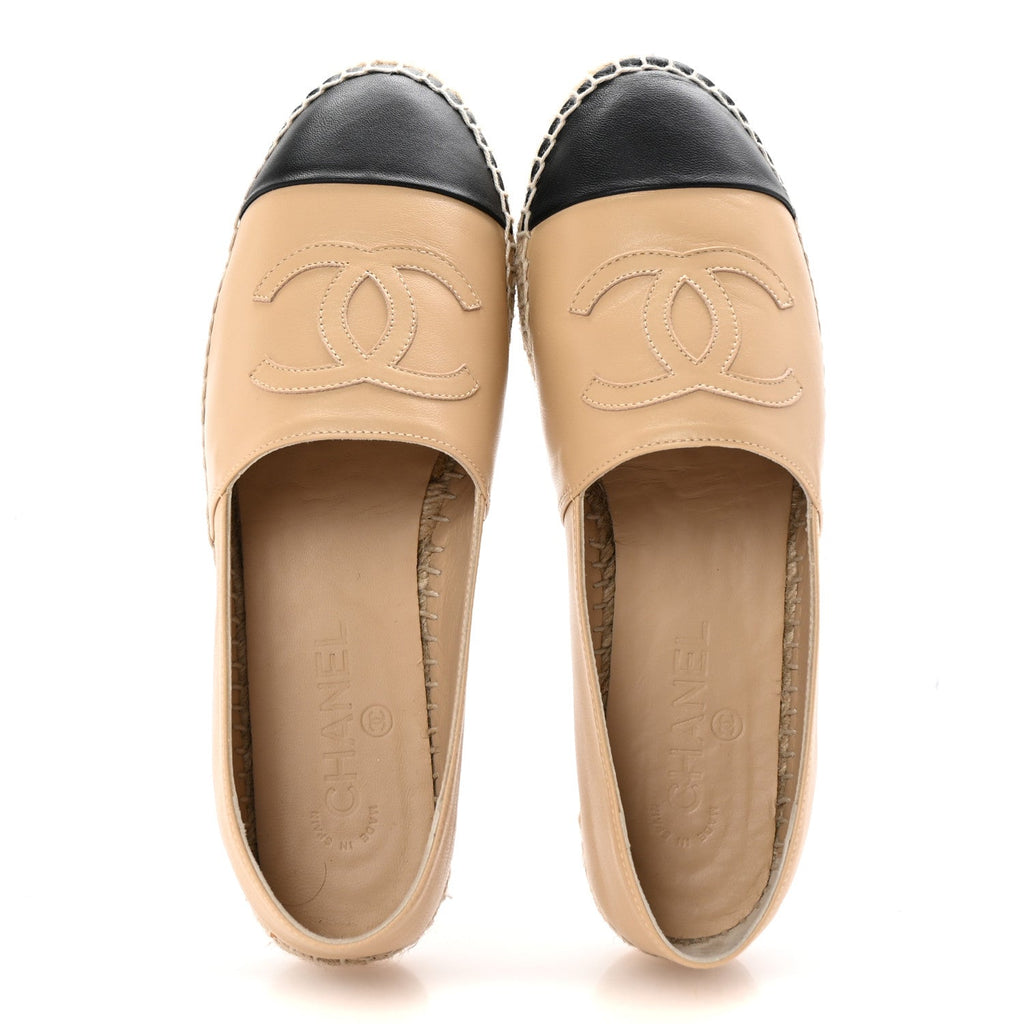 Lambskin CC Espadrilles 40 Beige Black